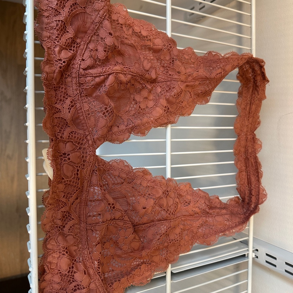 Free People Lace Bralette in Rust, size M
